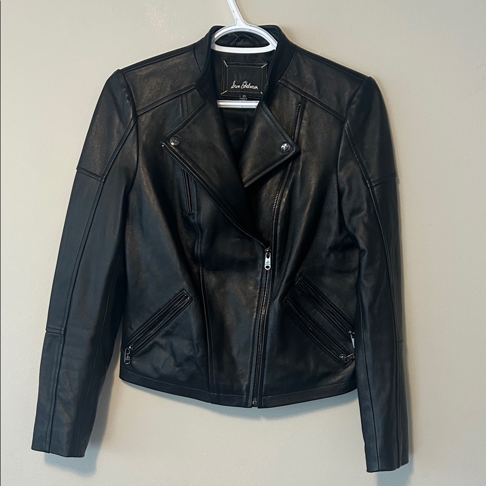 Sam Edelman Black Lamb Leather Moto Jacket